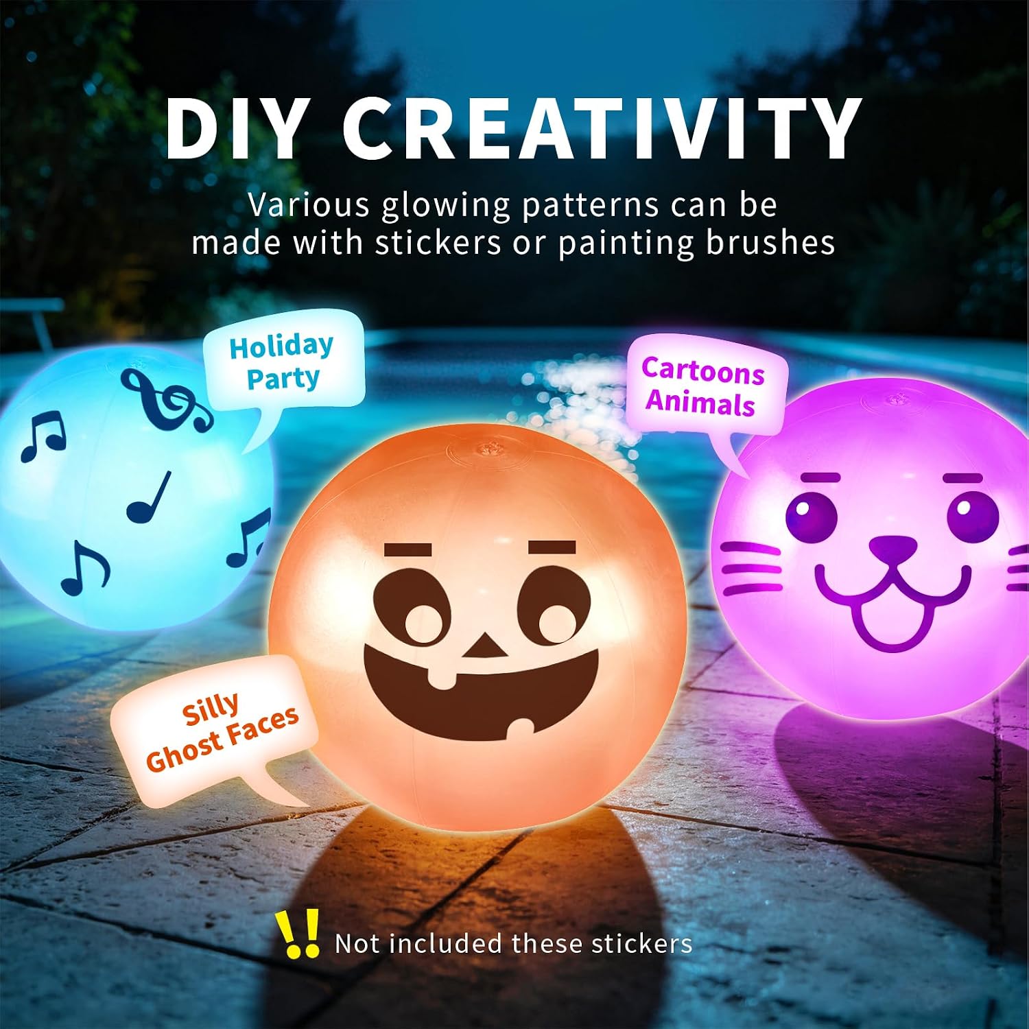 P&C 16" Light up Beach Ball LED Floating Pool Ball -4pcs | 16 Colors Lights,4 Modes,50FT Remote Control Range,Pool Party,Large Inflatable Pool Toys,Glow,Outdoor Games