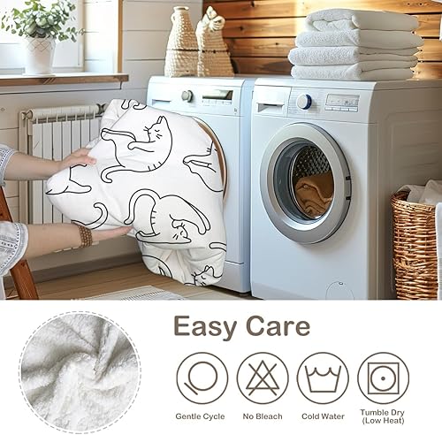 Miniatura 8 de Sleepwish - Manta de gatos para adultos y niños, bonita, estilo Kawaii, para regalo para amantes de los gatos, mullida, suave, con forro sherpa,