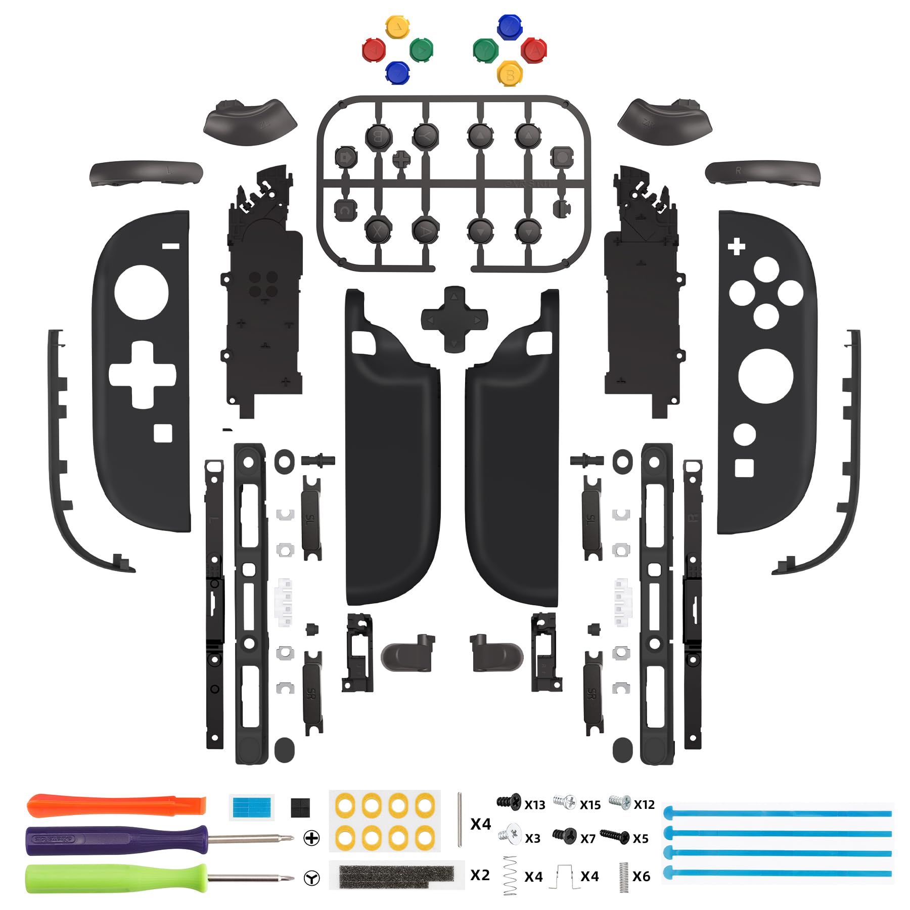 eXtremeRate DIY-Ersatz D-Pad Shell & Buttons Set für Switch 2 Joycons, Deluxe-Version Gehäuse Zubehör Schwarz