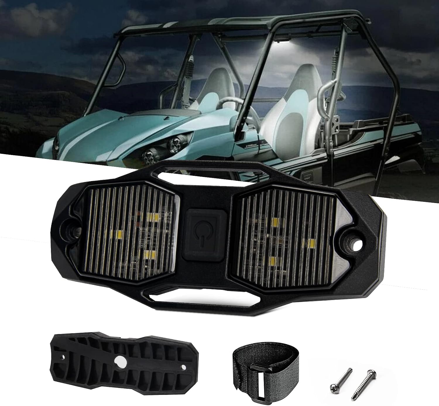 OPP ULITE UTV Led Doom Light with Switch, 6500K White 6PC-LED, Universal Roll Bar Mount Utility Car Interior Dome/LED Reading/Courtesy/Map Light for RZR Polaris