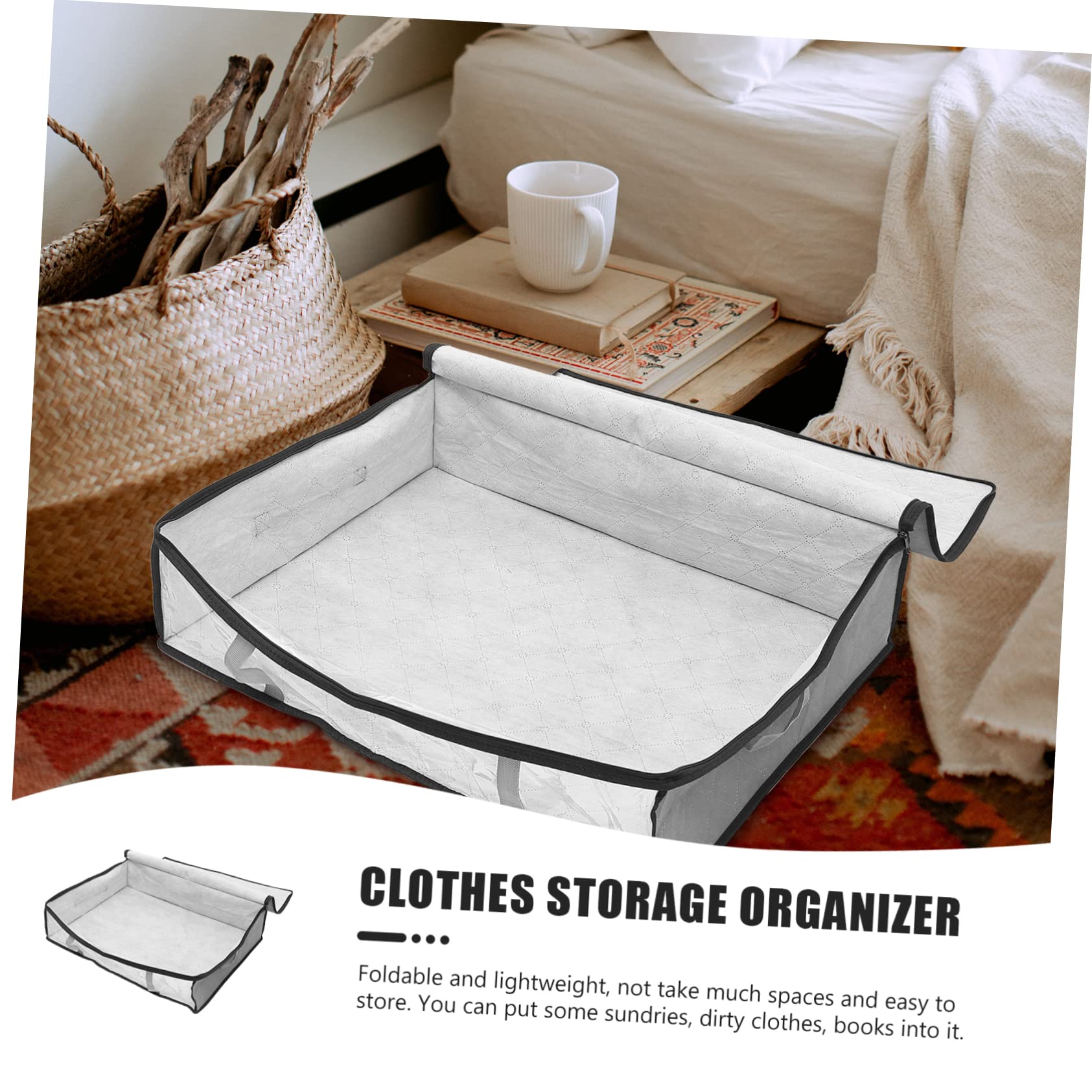 Sosoport 3 pezzi Organizer per Vestiti Pieghevole in Non Resistente Borsa Portaoggetti Sottoletto per Armadio Contenitore per Lenzuola Coperte e Piumoni Grigio