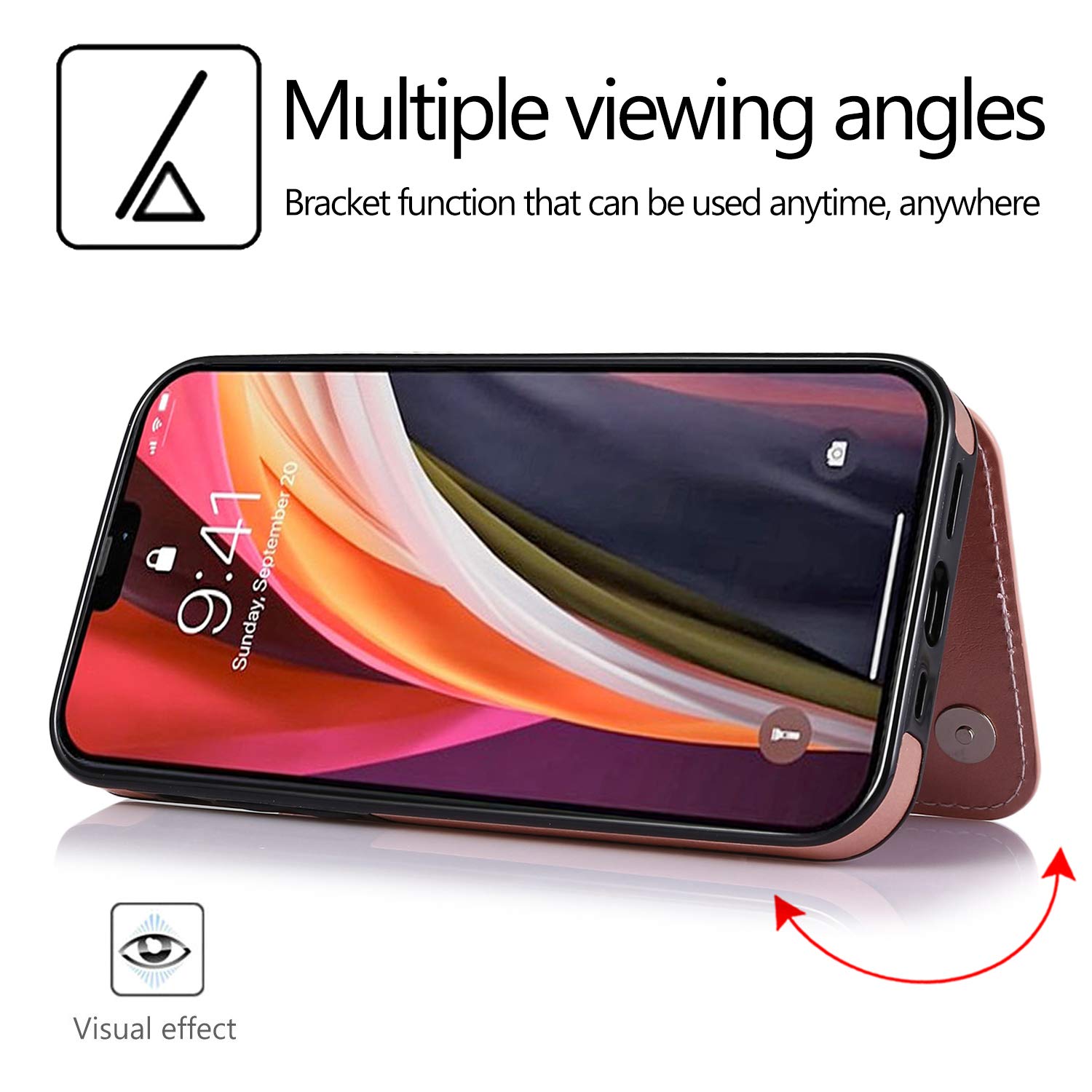 UEEBAI Cover per iPhone 12 Mini 5.4 pollici, custodia in pelle PU a portafoglio retrò antiurto flip case custodia con slot per carte funzione supporto, chiusura magnetica - caffè