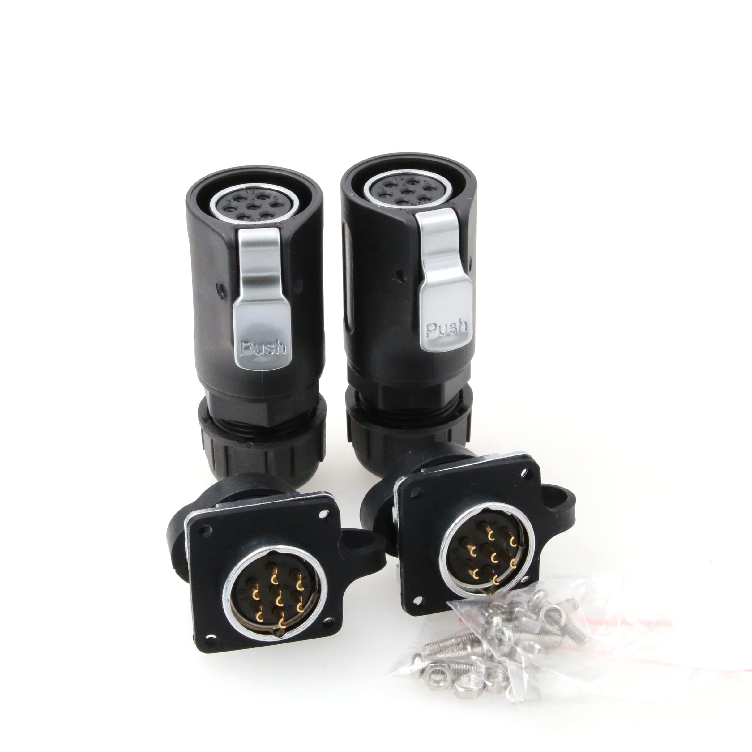 Eonvic LP20 7Pin 15A 500V Power Industrial Cable Connector LED Electrical Equipment Wire Connector Plug and Socket（2Sets, 7Pin Plug and Socket）