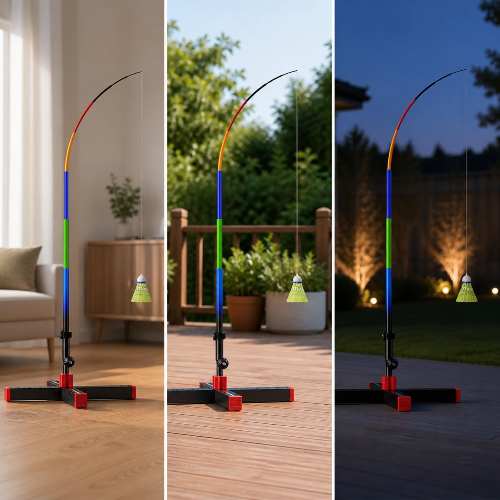 Milageto Rimbalzatore da Bminton con Base Autoportante Attrezzatura Sportiva Resistente Attrezzo Sportivo per Casa, Giardino, Cortile