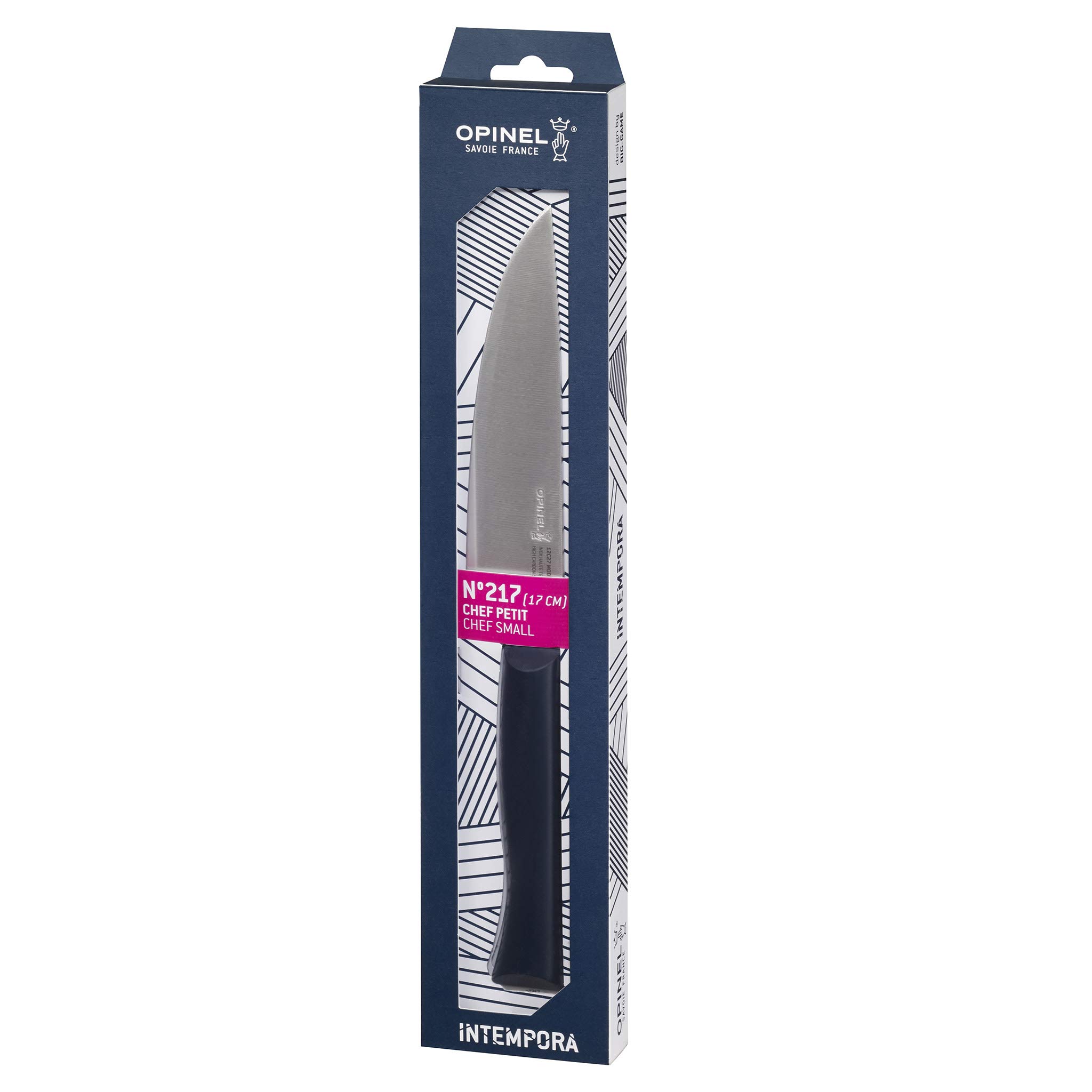 Opinel - N°217 Couteau de Chef 17 cm Intempora - pour Émincer, Découper et Trancher - Lame Inox Rigide - Manche Polyoxyméthylène Robuste - Fabrication Française
