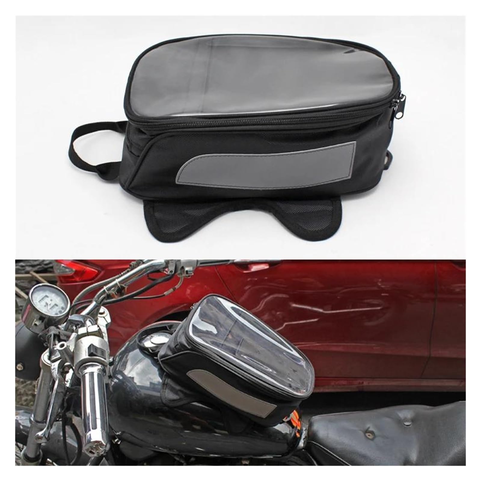 Mochila Bandolera Impermeable, Bolsa Magnética para El Depósito Combustible Motocicleta, Bolsa para El Depósito Navegación Teléfono Móvil Bolsa para Asiento De Motocicleta/Bolsa Trasera