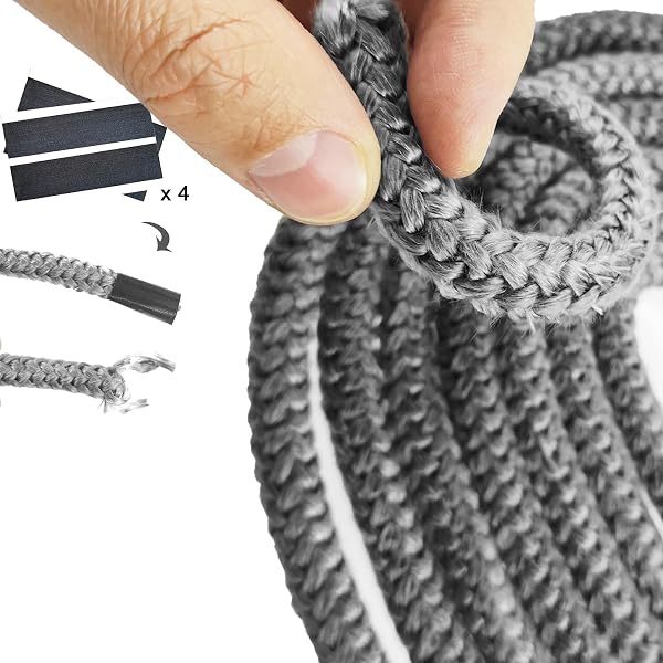 LANUCN Joint Insert Cheminée, joint pour poele a bois avec bande de fin (Φ 6mm x 2.5m) - 3