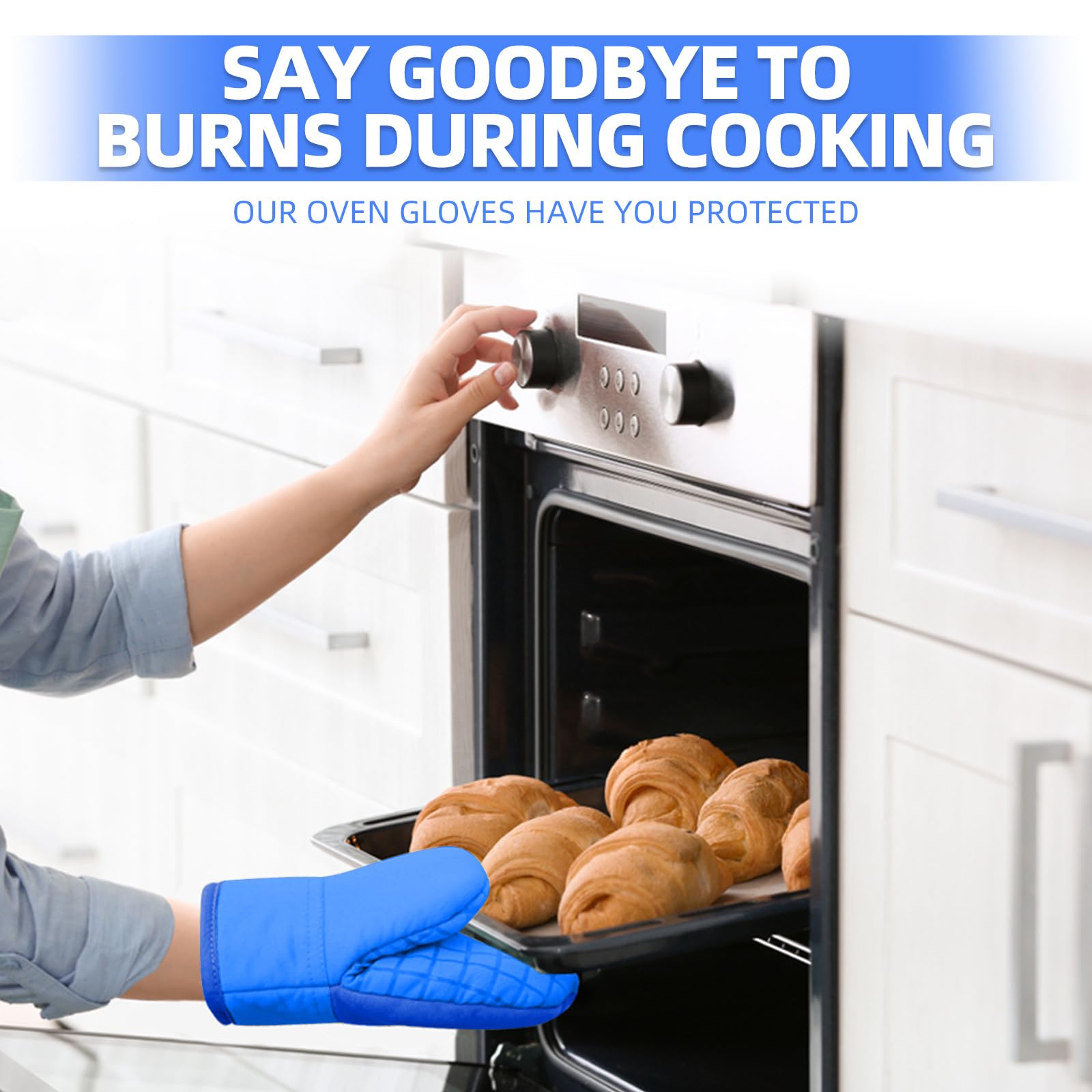 Mini manoplas de horno, guantes de horno de cocina, guantes de cocina resistentes al calor de 500 grados, superficie de silicona antideslizante con trabillas para colgar, guantes calientes para