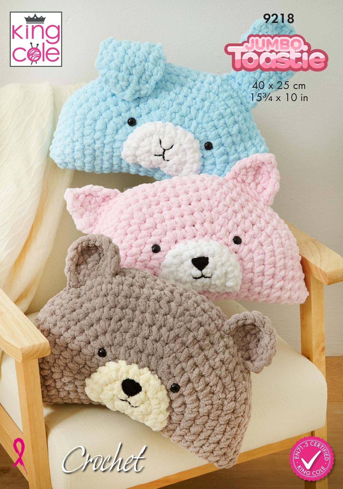 King Cole Animal Pillows Crochet Pattern 9218 - Mega Chunky