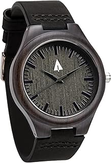 Wooden Watch for Men with Wooden Strap and Gift Box, Stainless Steel Clasp & Silver Hands – Japanese Quartz Analog Watch with Date – Wrist Watch Made from Real Wood Great Gifts for Men