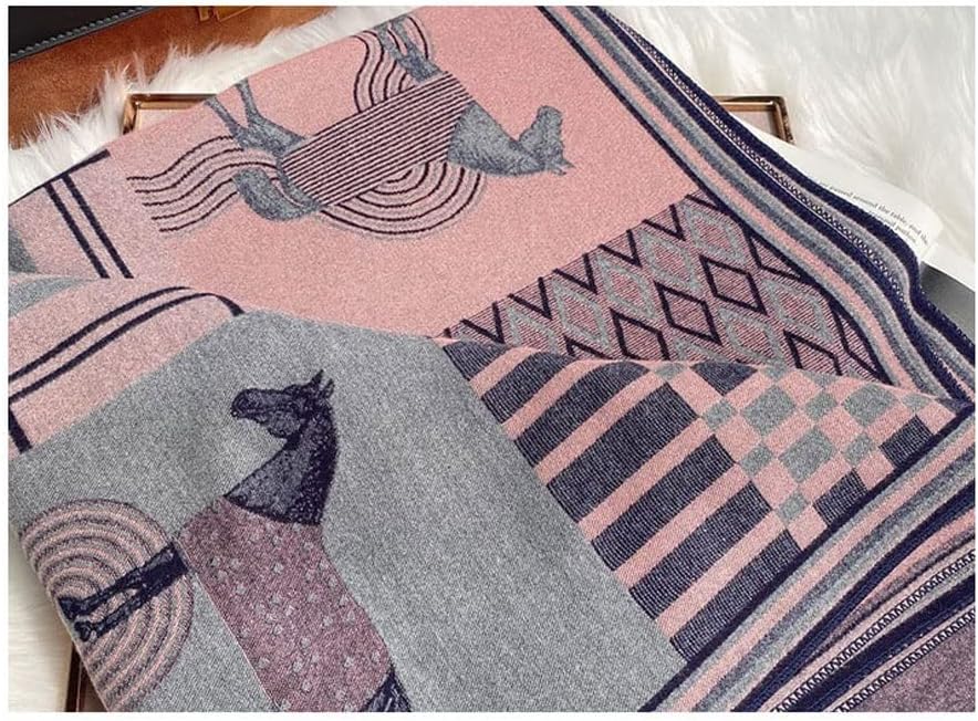 Fall Winter Scarf Winter Imitation Cashmere Scarf Scarfs Men Women Warm Scarves Female Shawl Wraps Warm Shawls(Pink Purple)