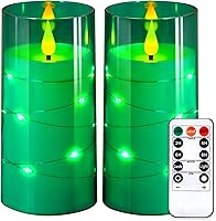 Vista 9 de NURADA Velas parpadeantes sin llama: luces de cadena de estrellas integradas que funcionan con pilas, velas LED de pilar con control remoto