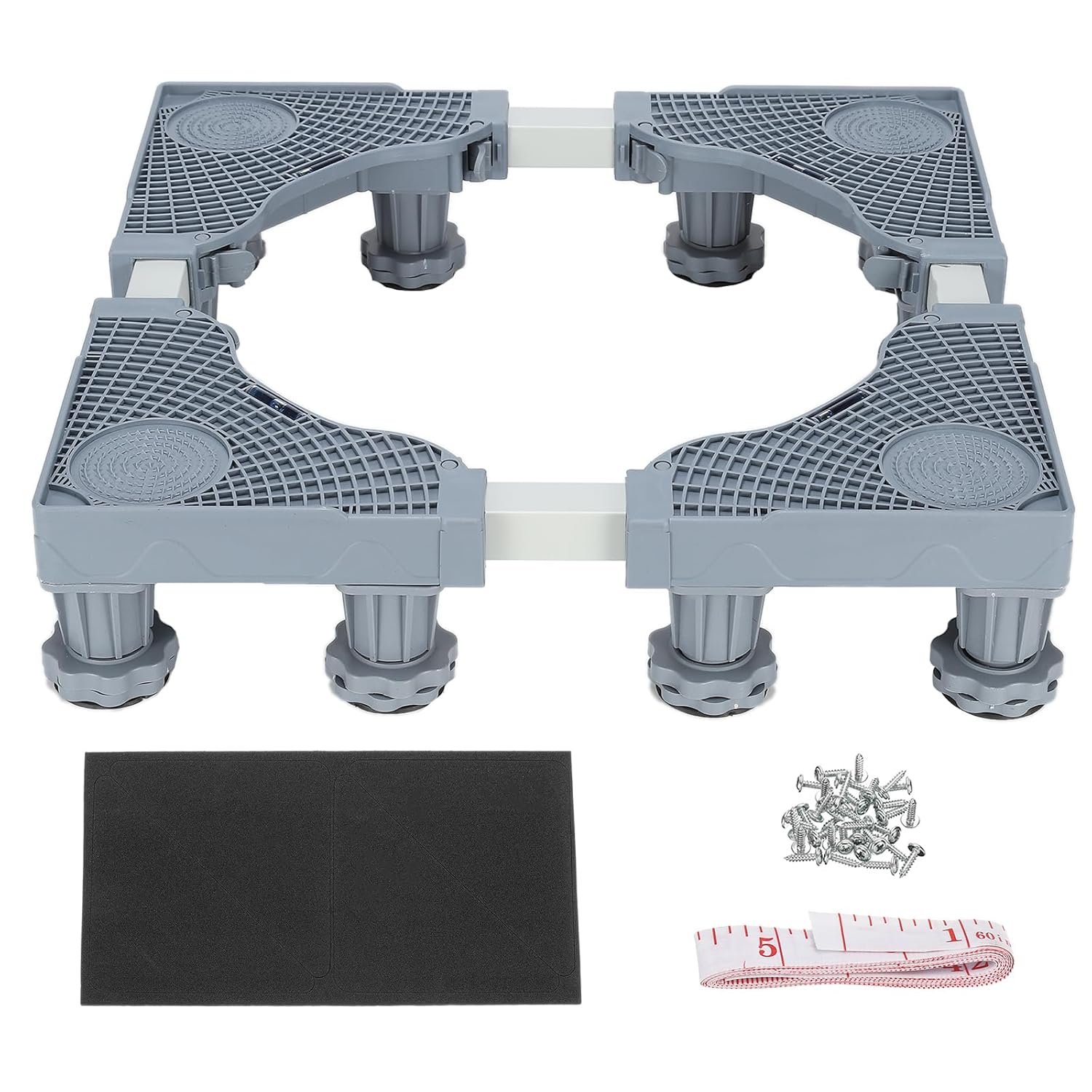 PATIKIL Mini Fridge Stand, Multi-Functional Adjustable Base Tray Anti-Vibration for Refrigerator Laundry Washing Machine Dryer Dishwasher, 3.9"-4.7" Height