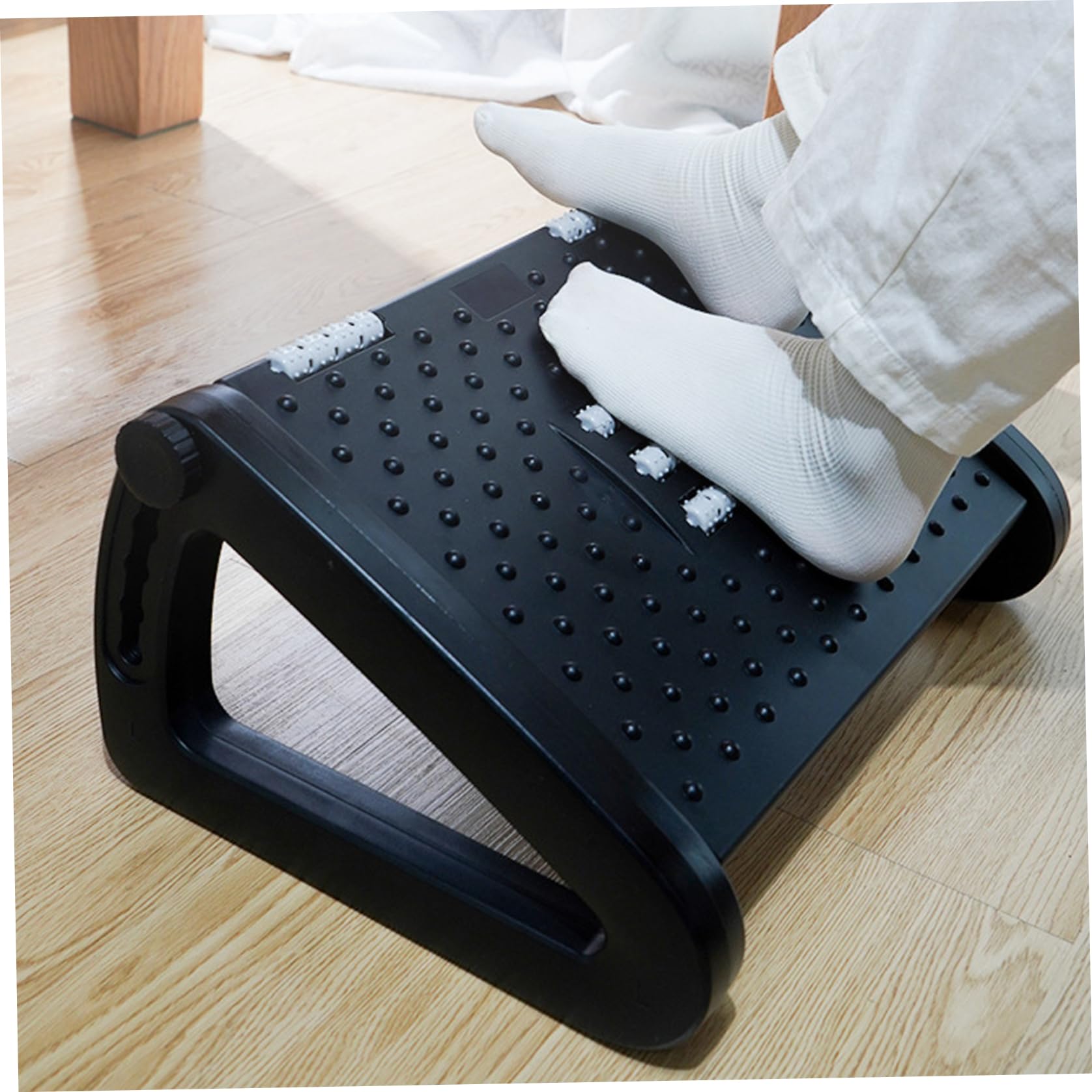 Reposapiés de Oficina Altura Ajustable Antideslizante Ergonómico Reposapiés Debajo del Escritorio con Masajeador Rodillo Taburete de Enfermería para Alivio de Presión en la Oficina