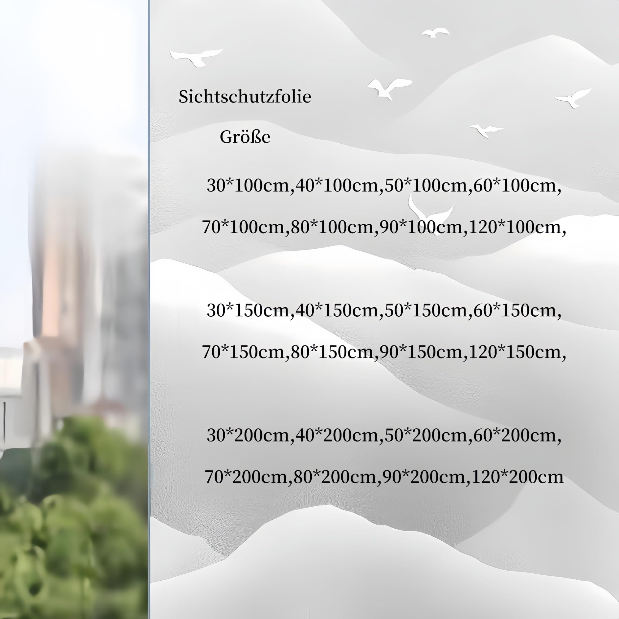 Sichtschutzfolie, Fenster Sichtschutzfolie, Folie für Fenster, Anti-Peep, elektrostatische Folie, geeignet für Badezimmer, Wohnzimmer, Schlafzimmer, Balkon (Fensterglas).(N,50 * 200cm)
