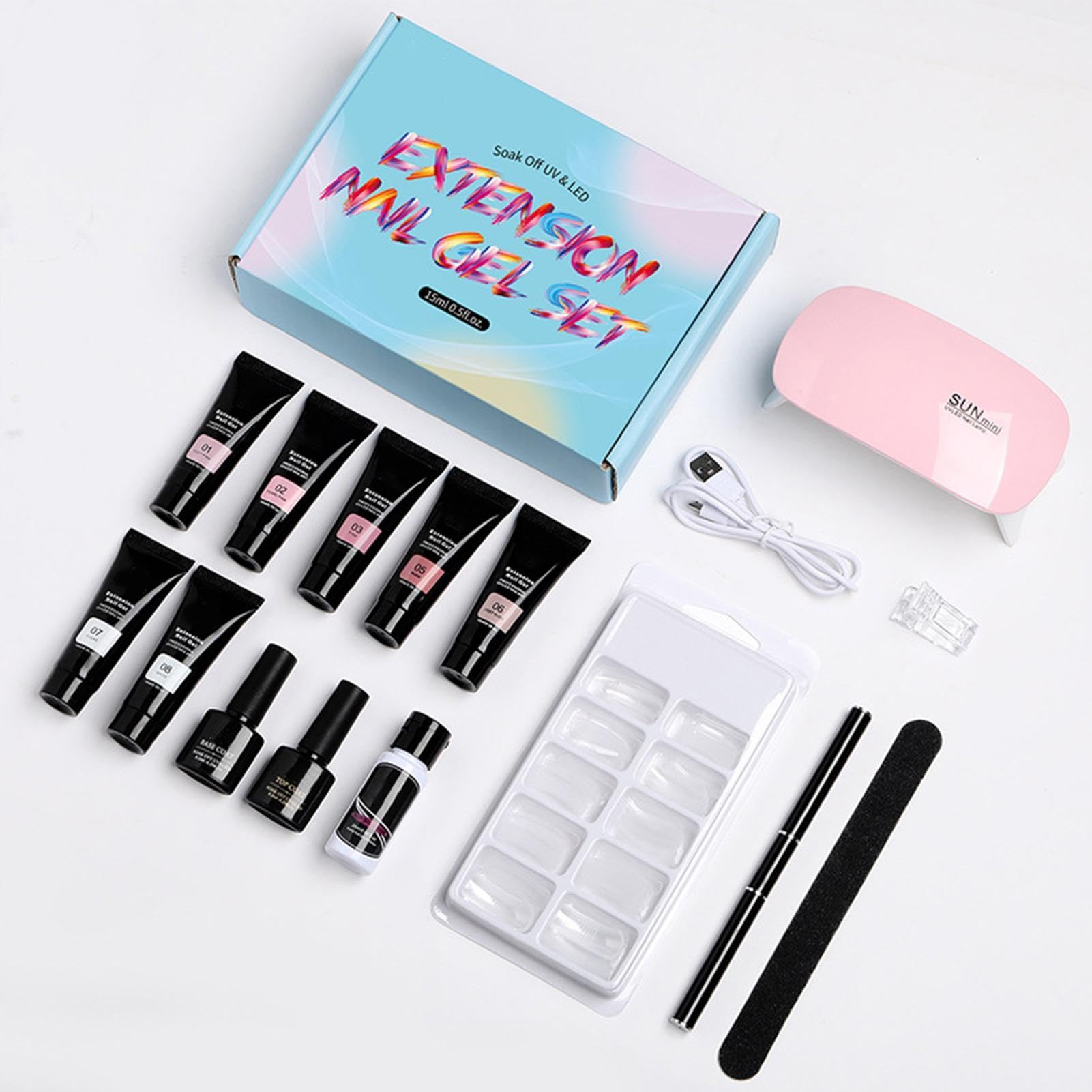 Kit per gel di prolunga Poly, kit gel di poli per principianti Kit per | Nude 7 Colours Soluzione ispessimento del costruttore di arte del piede per donne e princip