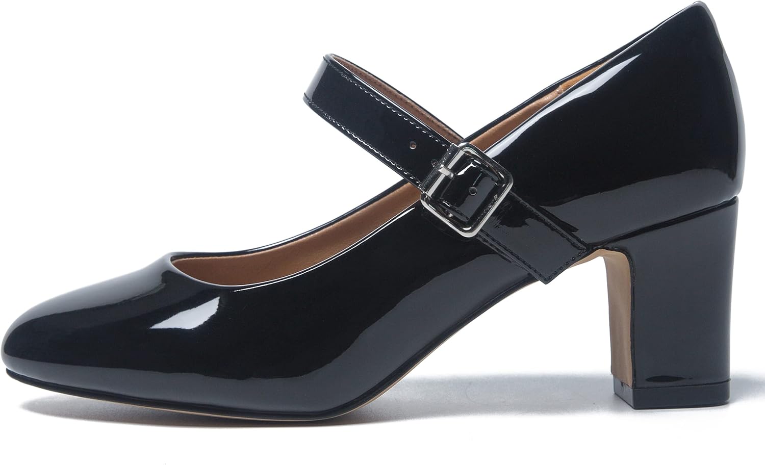 MAIERNISI JESSI Women's Mary Jane Pumps, 2.36 Inch Block Heel, Ankle Strap with Buckle, Closed Toe