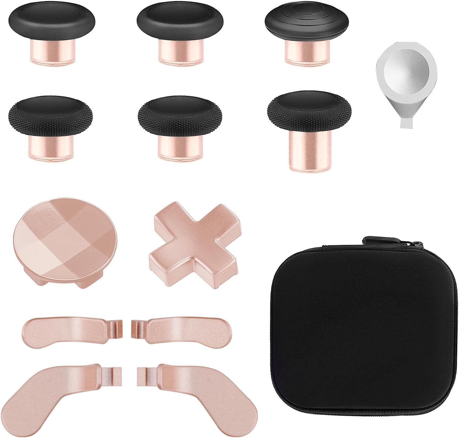 Accessories for Xbox One Elite Series 2 Controller(Model 1797), Metal Thumbsticks Paddles Joysticks Replacement Parts Kits Compatible with Xbox Elite Wireless Controller Series 2 Core(Black&RosyGold)
