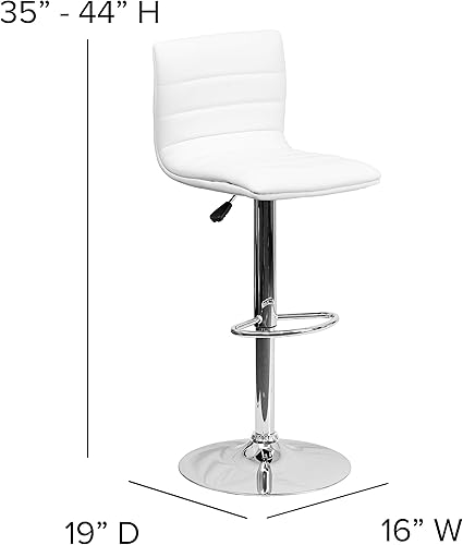 Miniatura 131 de Flash Funiture silla de bar ajustable con base cromada, Vinilo, Negro Negro -,Blanco,Marrón,Borgoña,Verde,Gris,Naranja,Púrpura,Rojo