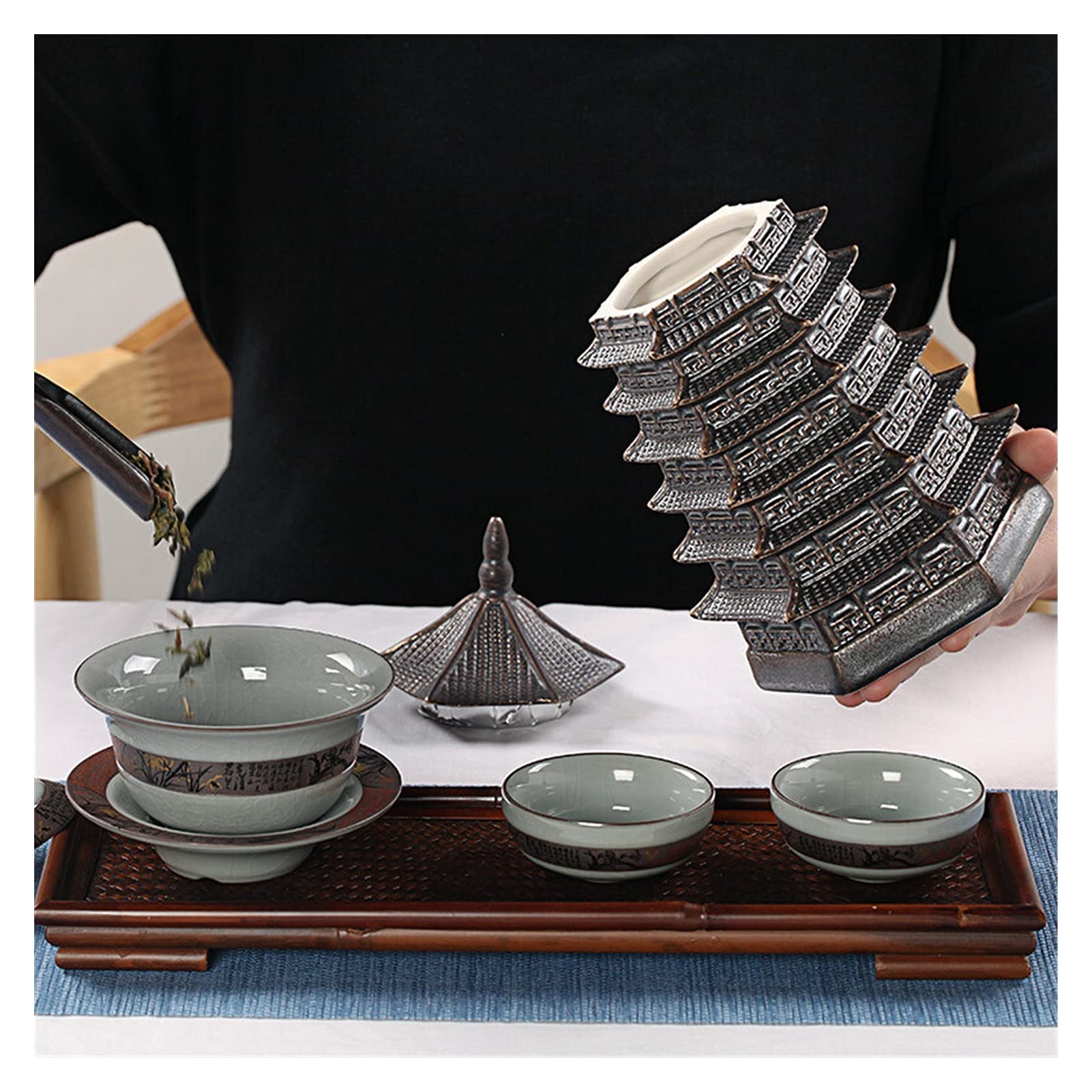 Cyna na herbatę ceramiczny fioletowy piasek pojemnik na herbatę zamknięte pudełko do przechowywania herbaty Pu'er herbata czarna herbata zielona herbata pagoda puszka herbaty ozdoby luźne