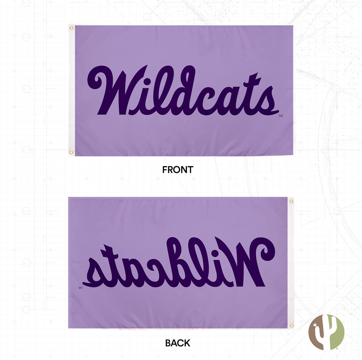 Desert Cactus Kansas State University KSU Flag - 3 x 5 Feet Wildcats Banner, Indoor/Outdoor Durable Fabric, 100% Polyester Design (Style B) - Image 2