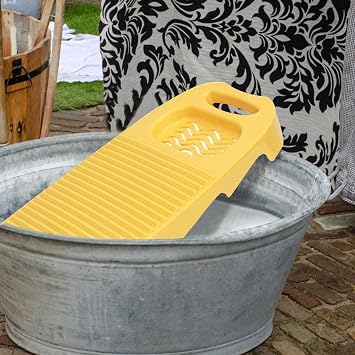 Plastic Washboard for Laundry,Household Hand Washing Board with Soap Holder Portable Hand Washing Clothes Tool Scrubboards Clothes Cleaning Tools for Home School Dormitory (Yellow)