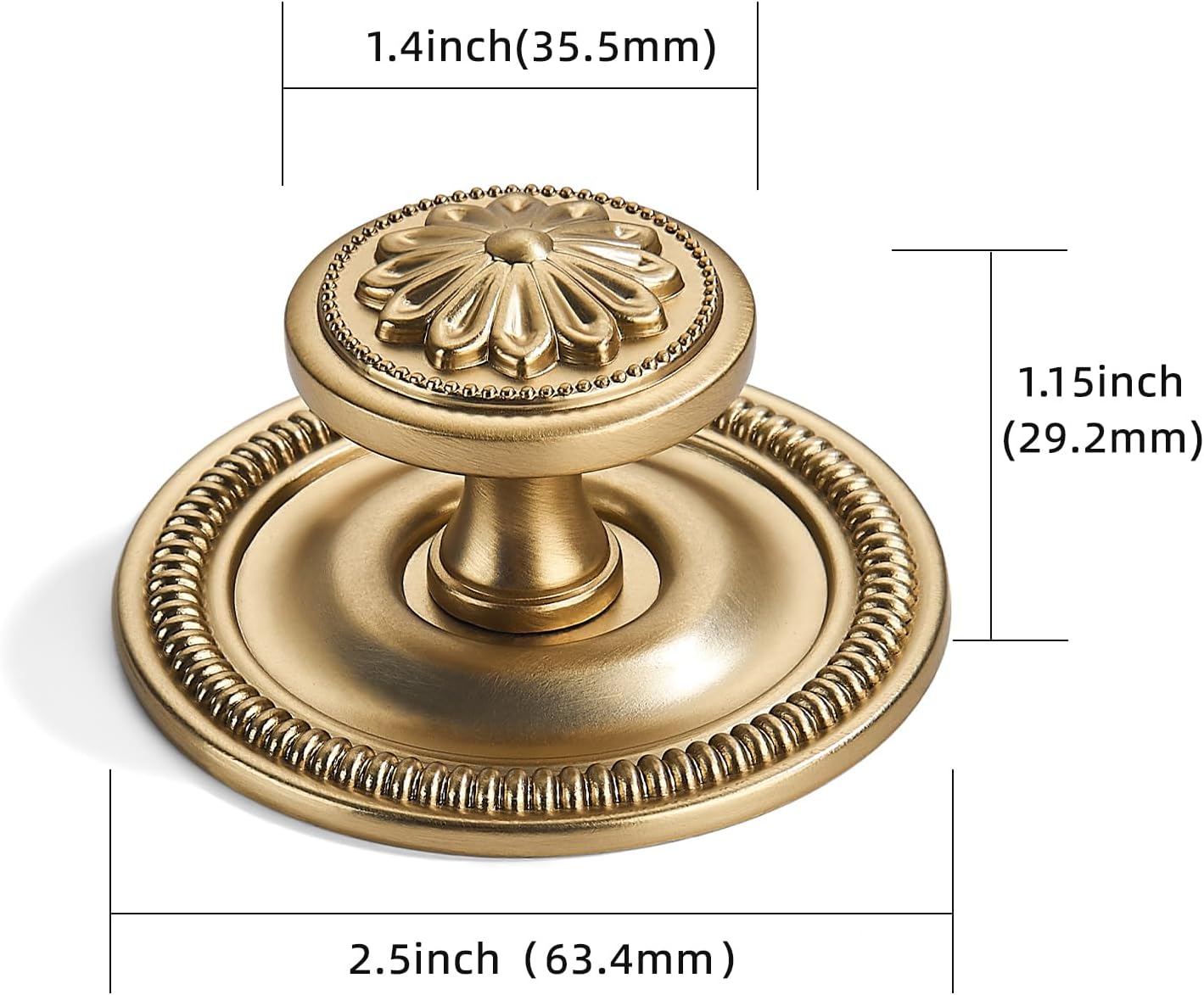 khtumeware 10 Pack 2.5 Inch Champagne Bronze Cabinet knobs with Backplate,Vintage Backplate for Cabinet knobs and Drawer knobs, Bi-Fold Door Knobs