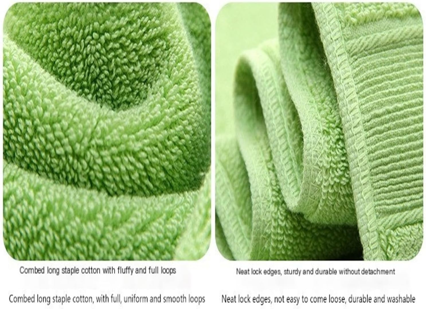 Cotton Towel Set, Thick and Soft for Bath and Face, 35x75cm(Green)