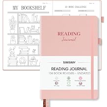Reading Journal with 104 Book Reviews, Book Journal for Books Lovers & Readers - Review and Track Your Reading Progress, Reading Log Notebook Gift, A5, Pink