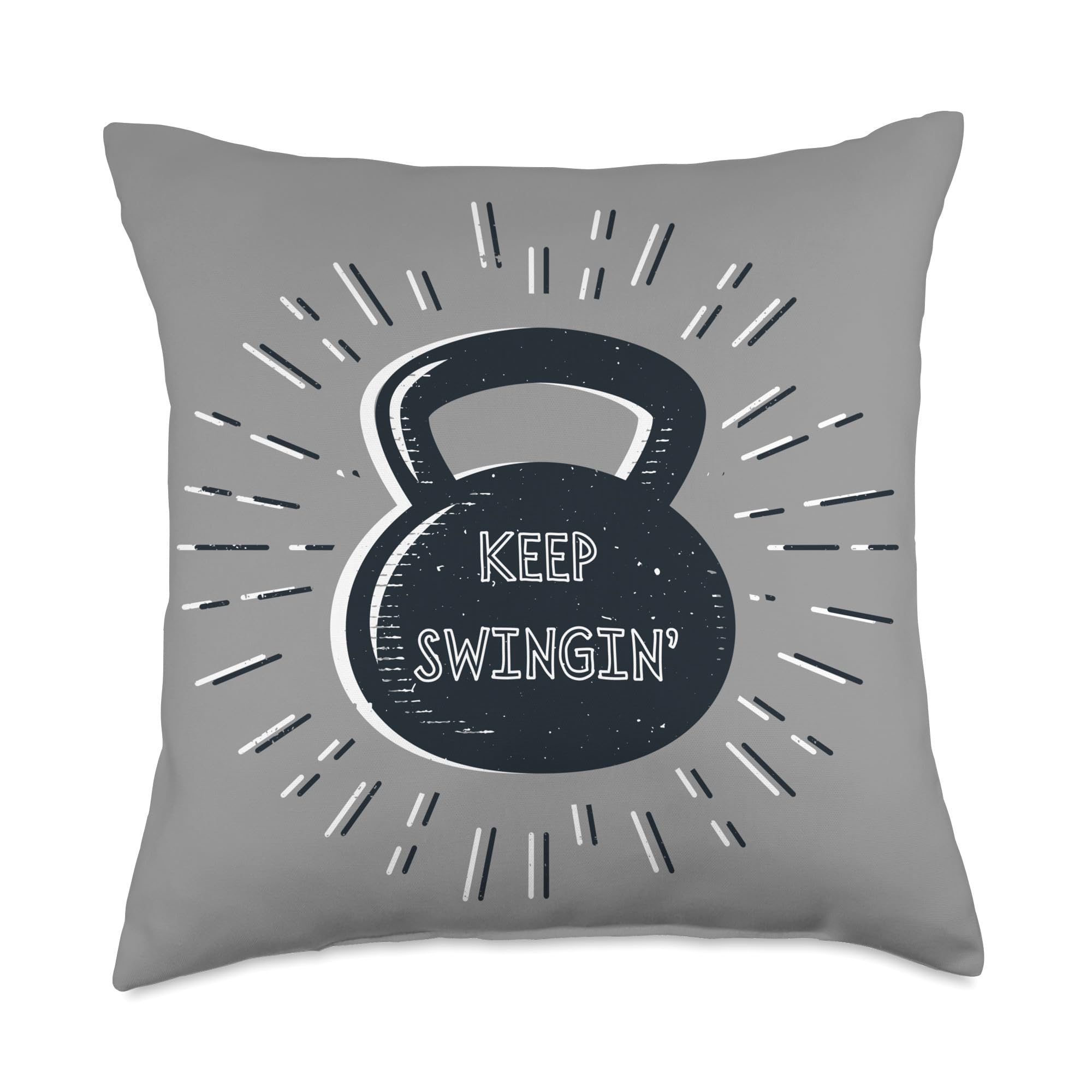 Kettlebell Stronger Every Day Keep Swingin Burnt Orange Throw Pillow