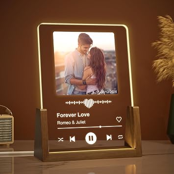 LUCKOR Personalized Valentines Gifts for Him Her Women Men, Custom Anniversary Spotify Plaque Gift for Boyfriend Girlfriend Couple, Customized Picture Frame Birthday Gifts for Wife Husband