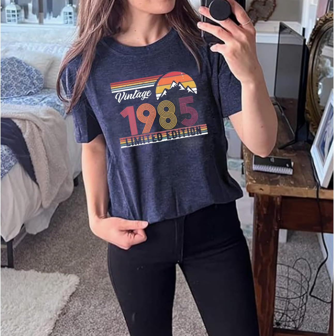 40th Birthday Shirts for Women Vintage Graphic Tees Birthday Party Gift Letter Print Short Sleeve T-Shirt Tops - Image 2