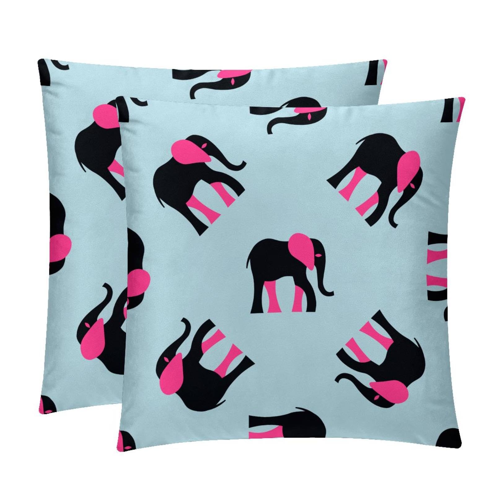 TDGKPZ Black Elephant Throw Pillow Covers 2 Pack Cushion Cases Decorative Pillow Cases Home Decor 45x45cm