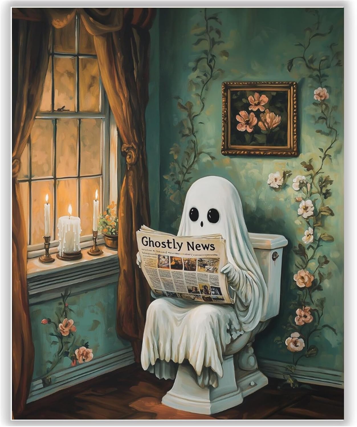HITO Halloween Paint by Numbers Kit for Adults Ghost 16x20 Inch Frameless