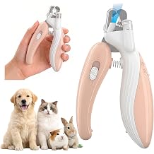 Cat & Dog Nail Clippers with LED Light, Illuminates Nail Bloodline to Prevent Overcutting, Pet Nail Trimmer with Safety Guard & Built-in Nail Catcher for Dog Cat Rabbit Small AnimalsPink