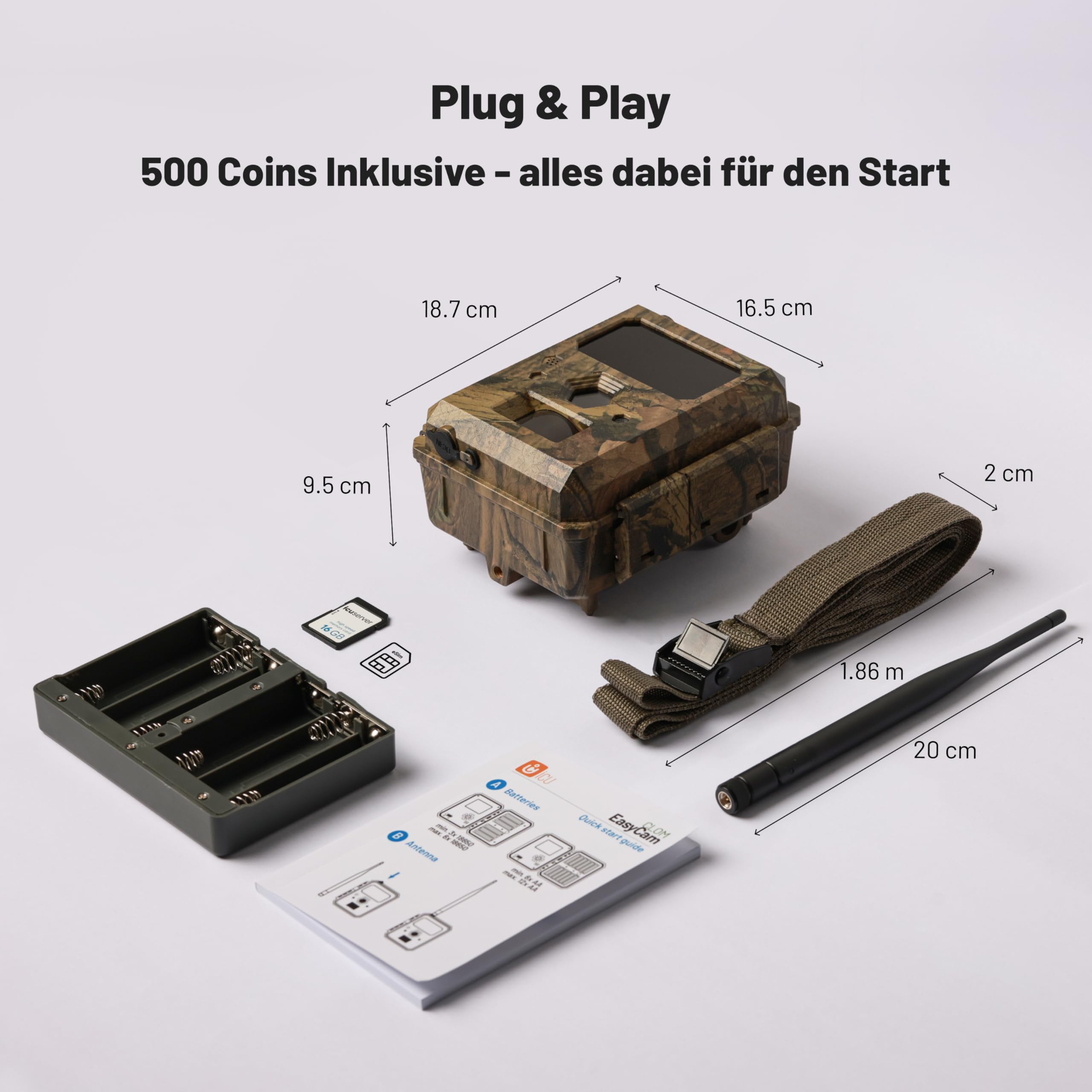 ICU CLOM EasyCam Outdoor Wildkamera – 50° Erfassungswinkel, 16GB SD-Karte, 4G/LTE Verbindung, Bewegungsmelder & App-Steuerung für Jagd & Überwachung
