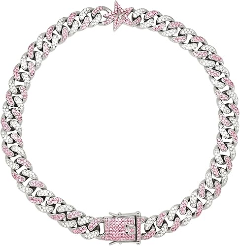 Miniatura 7 de Collar cubano dorado para perros y gatos con hebilla segura, collar cubano de diamante para perros pequeños, medianos y grandes