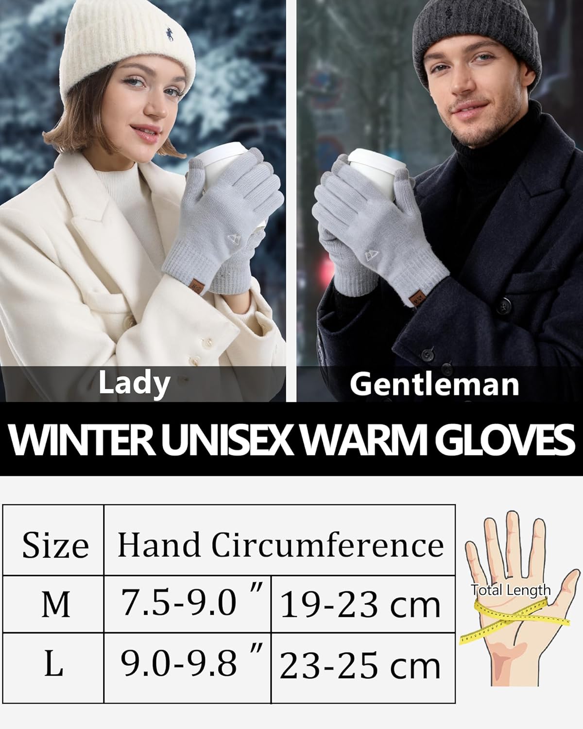 REACH STAR Winter Gloves, Glove for Men Women, Upgraded Touch Screen Texting Warm Running with Thermal Soft Knit Lining (Black +Khaki, Womens) - Image 5