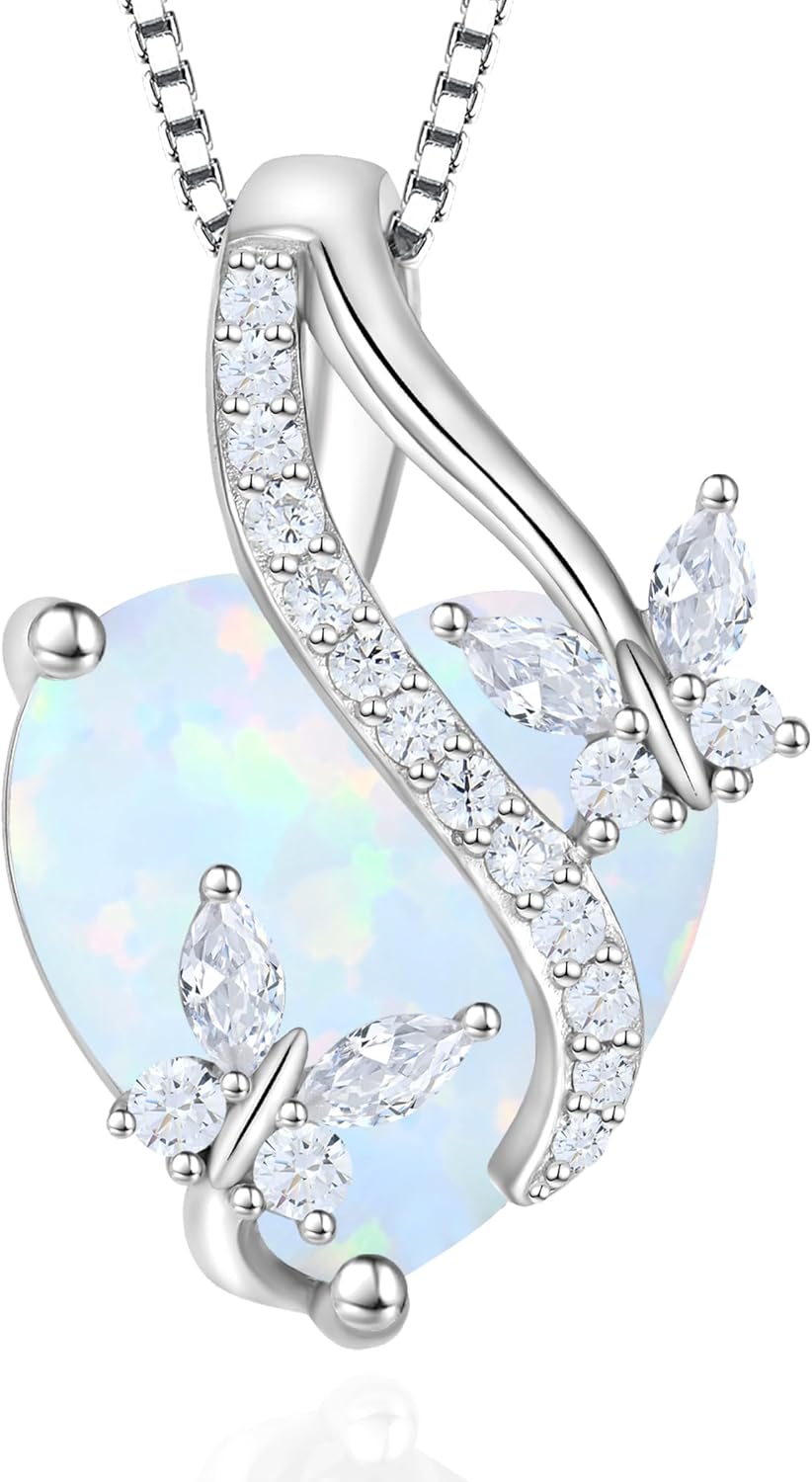 Butterfly Necklaces for Women Sterling Silver Infinity Heart Pendant Birthstone Jewelry Gift with 14k Yellow Gold/Rose Gold Plated