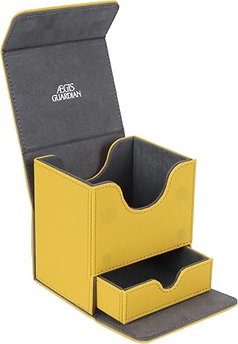 AEGIS GUARDIAN Card Deck Box with Dice Tray for MTG Cards, Commander Deck Box fit 150+ Sleeved Cards, PU Leather Card Storage Box Strong Magnet Deck