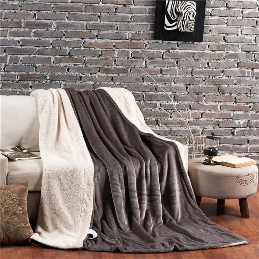 Coperta di lana per tenere al caldo le coperte invernali, copripiumino matrimoniale double face, copriletto da campeggio per letto matrimoniale, grigio argento, 180x200 cm, 1,5 kg
