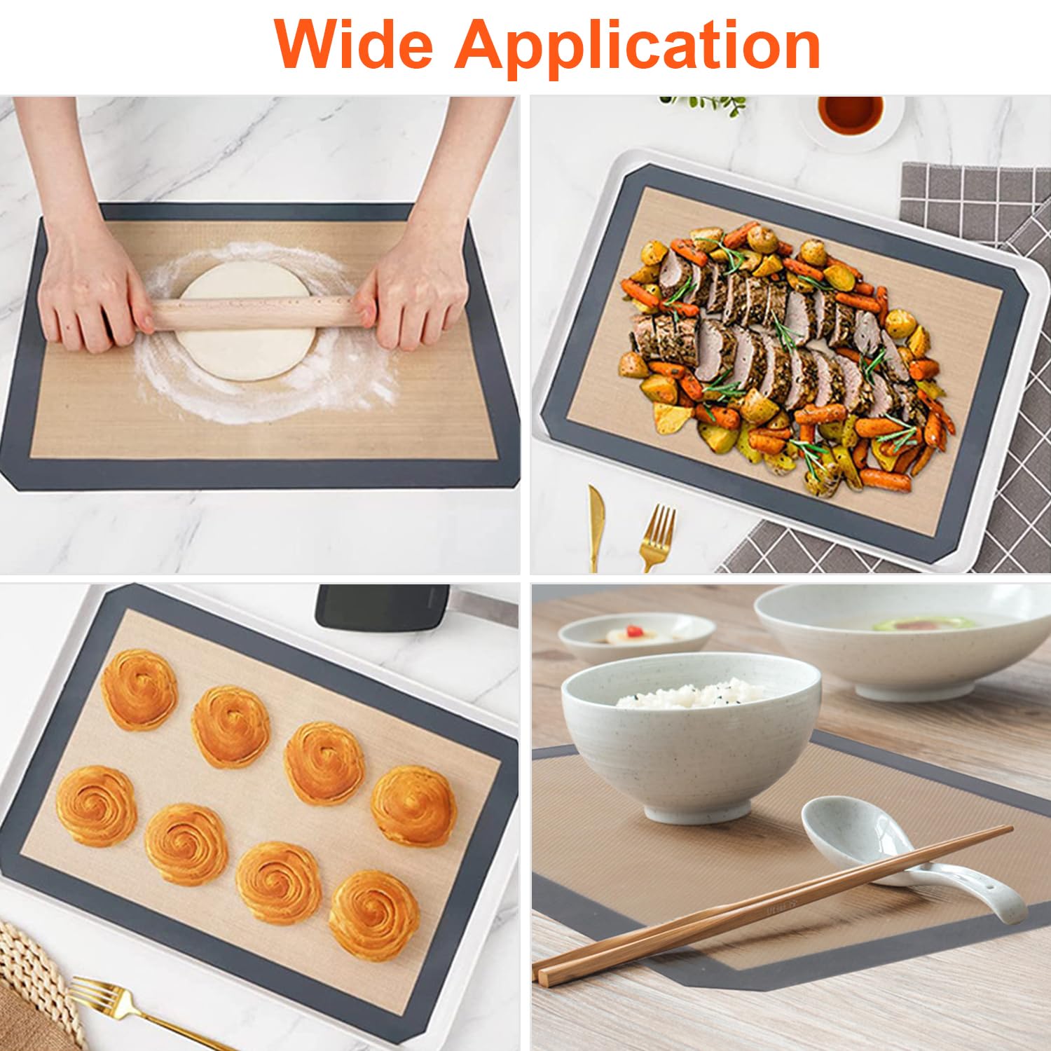 Set 3 Tappetini Silicone Per Forno - Antiaderenti, Senza BPA, Riutilizzabili (30x20, 40x30, 60x40 Cm) - Foto 4