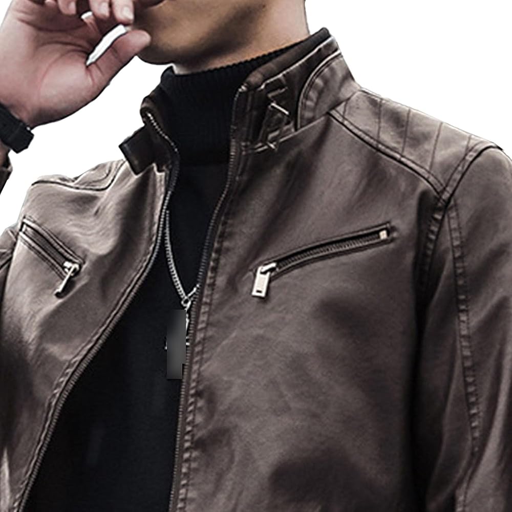 Male Lambskin Vintage Leathers Jacket Retro Moto Distressed