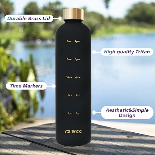 Miniatura 3 de ZAKVOP Botellas de agua de 32 onzas con tiempos para beber con correa botella de agua motivacional con marcador de tiempo botella de agua