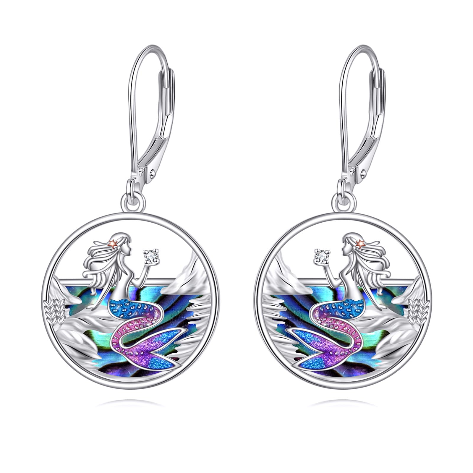 Mermaid Earrings 925 Sterling Silver Mermaid Dangle Drop Earrings Mermaid Jewelry Gifts for Women