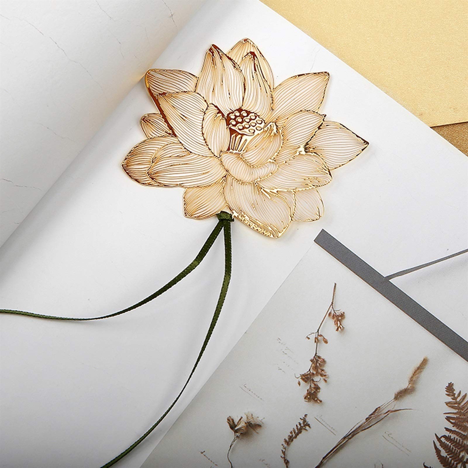 zakładki Zakładka metalowa, delikatne zakładki Lotus, handmade Markery strony do czytania do książki, zakładka Doskonały prezent dla pisarzy czytelników bookmarklet