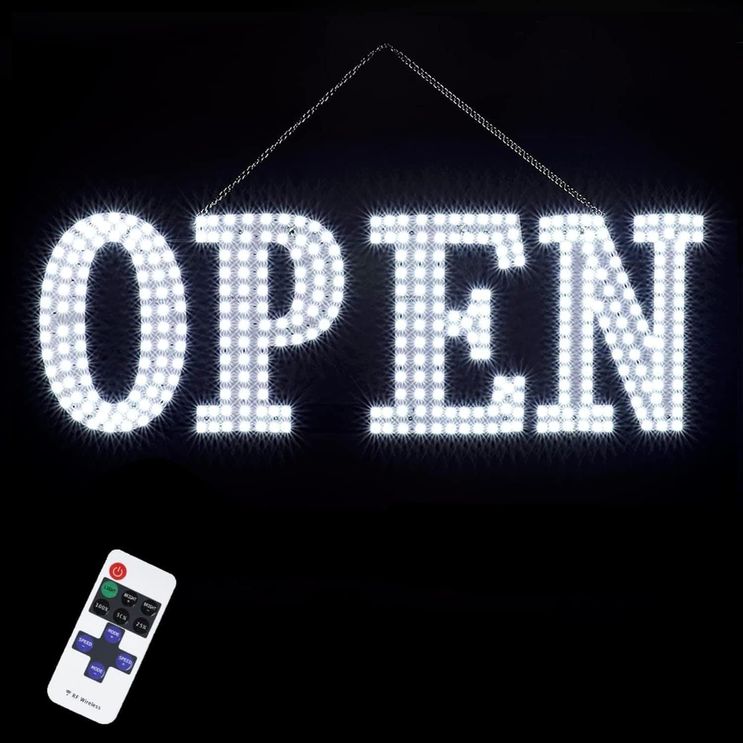 40"x14" Large LED Open Signs for Business with Remote, Super Bright Unique Design Open Sign with Hanging Installation, High Visibility Open Sign for Stores Bar Hotel Retail Shops Window Salon Restaurant Office