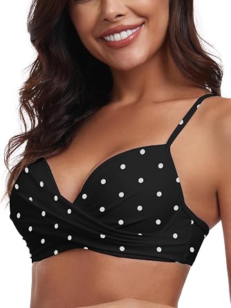 RELLECIGA Womens Underwire Bikini Top Molded Push Up Swim Top Only Swim Bra