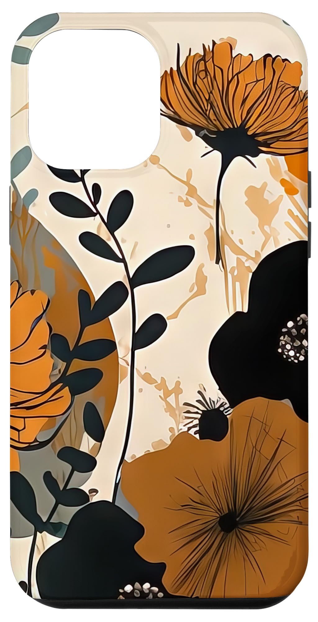 iPhone 13 Pro Max Boho Botanical Line Art Floral Greenery Wildflowers Case