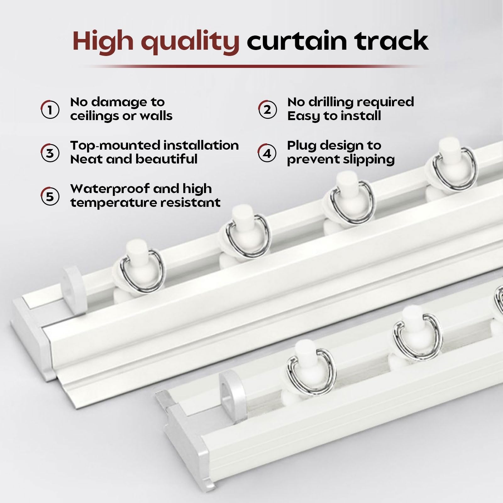 Tringle à Rideaux autocollante sans perçage, Rails à Rideaux Ultra-Fins en Aluminium, Montage au Plafond et au Mur, Style déco Moderne et Simple, pour Espace, séparateur de pièce (500 cm (4